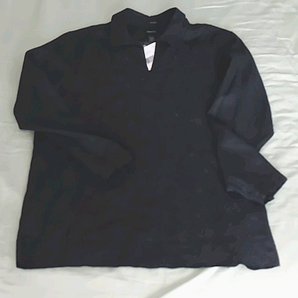 Black Linen Blouse Stitching NWT   XL